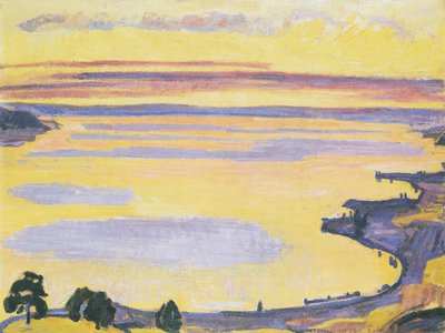 Sonnenuntergang am Genfersee von Caux aus von Ferdinand Hodler